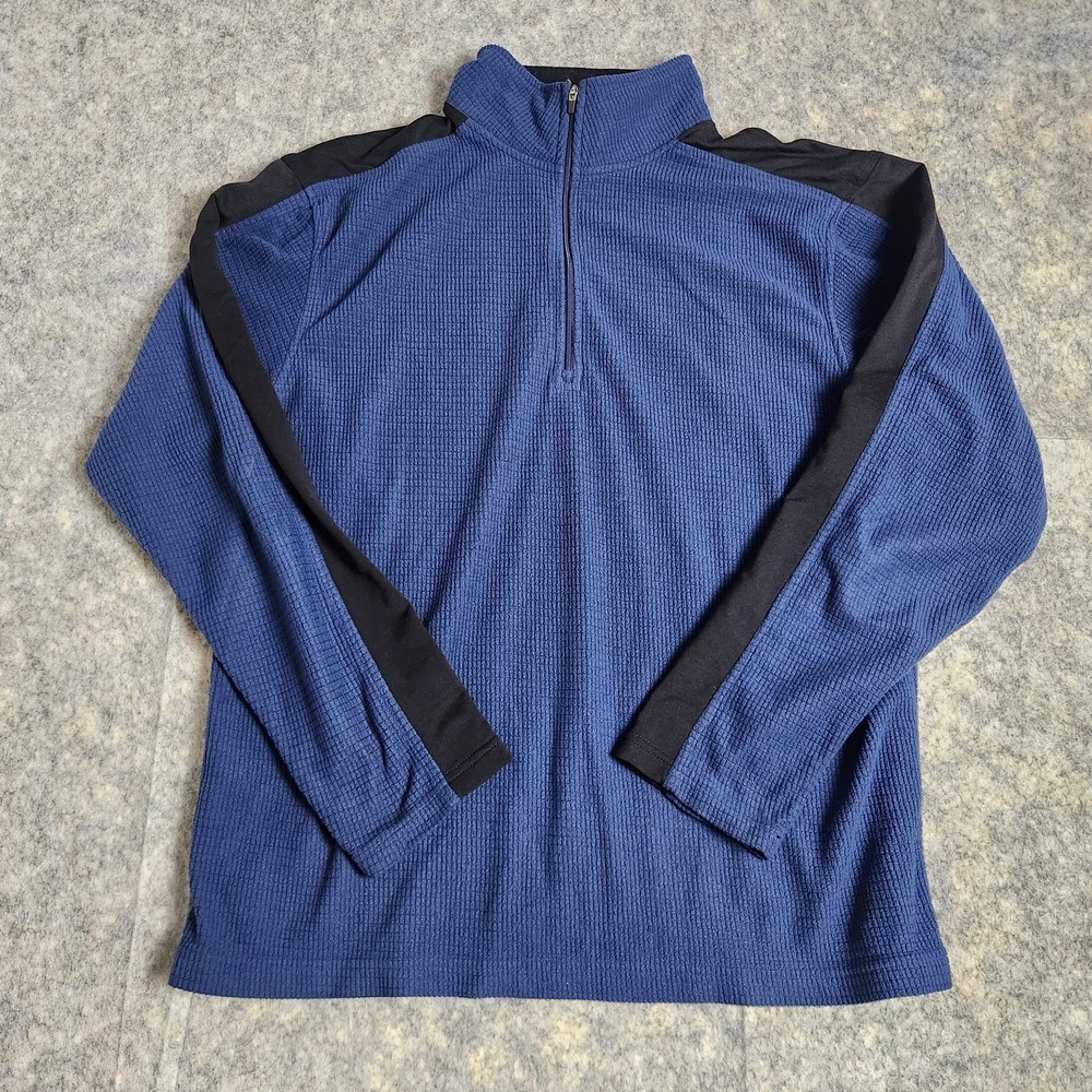 VTG Y2K LL Bean Waffle Knit Jacket Men M Reg Blue Black Long Sleeve Waffle Knit
